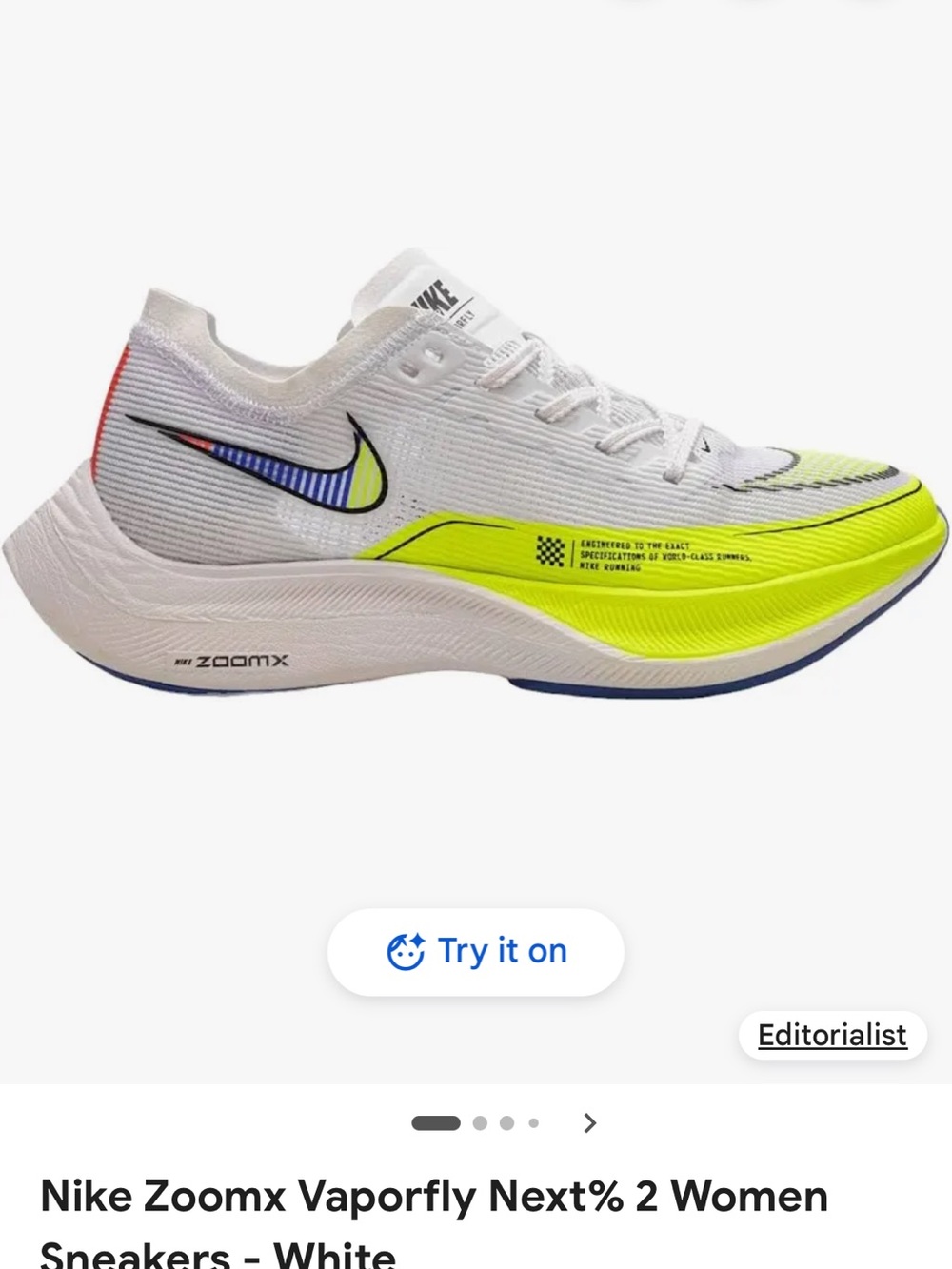 Nike Women’s Running Sneakers — White with Volt and Blue Accents